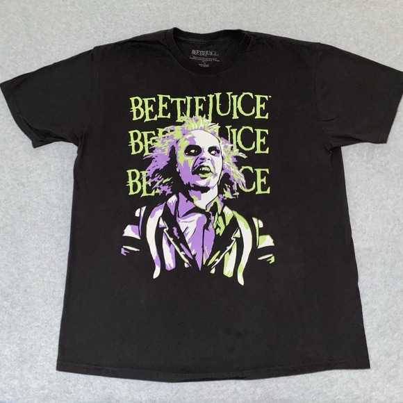 Beetlejuice Movie Shirt Men's Large Black Purple Green Graphic Horror Halloween - Picture 3 of 9